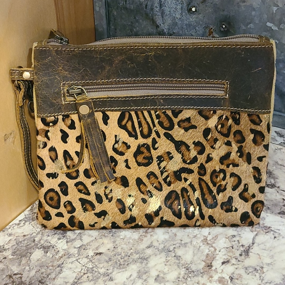 Myra Canvas Leopard Dynamite Wristlet